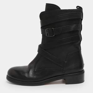 Pre Owned Jimmy Choo Black Leather Dalston Mid Calf Boots Size 41