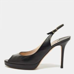 Pre Owned Jimmy Choo Black Patent Leather Vita Slingback Pumps Size 38