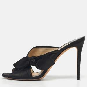 Pre Owned Jimmy Choo Black Satin Keely Slide Sandals Size 41