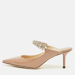 Pre Owned Jimmy Choo Dusty Pink Patent Leather Bing Mules Size 36