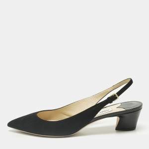 Pre Owned Jimmy Choo Black Suede Gemma Slingback Pumps Size 40