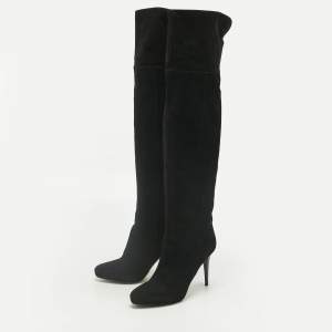 Pre Owned Jimmy Choo Black Suede Avenue Knee Length Boots Size 40