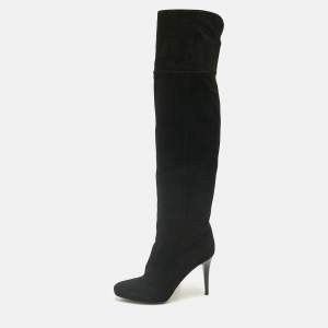 Pre Owned Jimmy Choo Black Suede Avenue Knee Length Boots Size 40