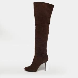 Pre Owned Jimmy Choo Brown Suede Knee Length Boots Size 39.5
