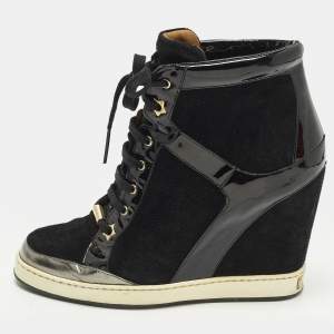 مملوكة مسبقًا حذاء رياضى جيمى تشو كعب روكى بانما سويدى وجلد لامع أسود مقاس 39