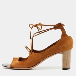 Pre Owned Jimmy Choo Verie Size 38.5 Brown Suede Lace Up Pumps