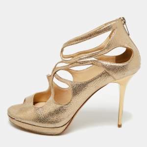 Pre Owned Jimmy Choo Size 39 Metallic Leather Strappy  Sandals