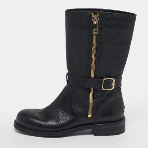Pre Owned Jimmy Choo Durum Size 37 Black Leather Mid Calf Boots