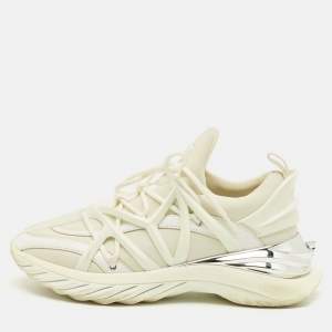 Pre Owned حذاء رياضي جيمي تشو كوزموس منخفض من أعلى جلد أبيض ونيوبرين مقاس 37