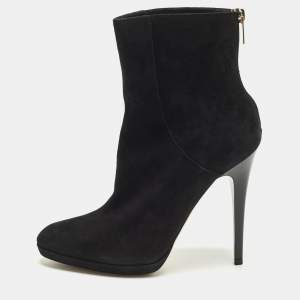 Pre Owned Jimmy Choo Gracie Size 38 Black Suede Ankle Length Boots