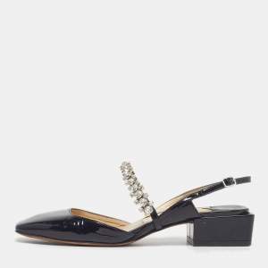مملوكة مسبقًا Jimmy Choo Size 36 Black Patent Leather Slingback Pumps