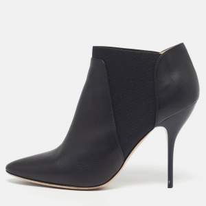 Pre Owned Jimmy Choo Deluxe Size 40 Black Fabric And Leather Ankle Length Boots