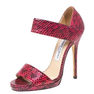 Pre Owned Jimmy Choo Two Tone Python Leather Ankle Strap Sandals Size 36