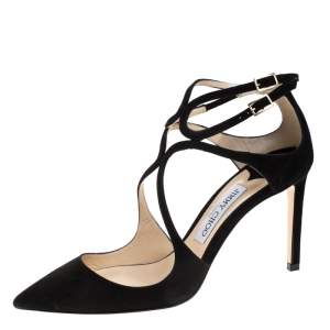 Pre Owned Jimmy Choo Black Suede Lancer Pumps Size 39
