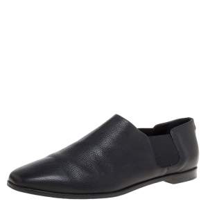 Jimmy Choo Black Leather And Elastic Glint Slip On Loafer Size 41