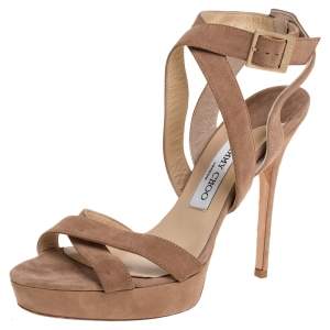 Jimmy Choo Beige Suede Vamp Platform  Sandals Size 40