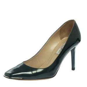 Pre Owned Jimmy Choo Green Patent Leather Square Toe Pumps Size 38