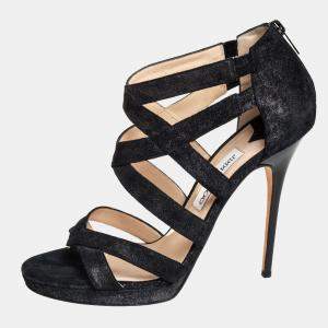 Jimmy Choo Black Suede Strappy Sandals Size 41