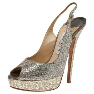 Jimmy Choo Glitter Slingback Sandals Size 38