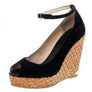 مملوكة مسبقًا حذاء كعب عالي جيمي تشو سير كاحل نعل سميك كعب روكي باسيفيك سويدي أسود مقاس 37.5