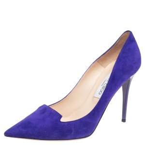 Pre Owned Jimmy Choo Purple Suede Avril Pointed Toe Pumps Size 40.5