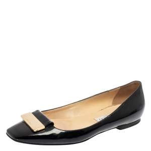 Pre Owned Jimmy Choo Black Patent Leather Ballet Flats Size 41