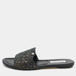 Pre Owned Jimmy Choo Multicolor Glitter And Leather Nanda Flats Size 39