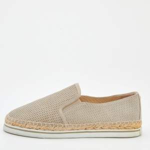 Pre Owned Jimmy Choo Beige Canvas Dawn Slip on Espadrille Size 41