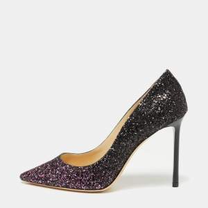 Pre Owned Jimmy Choo Two Tone Coarse Glitter Romy  Pumps Size 36.5
