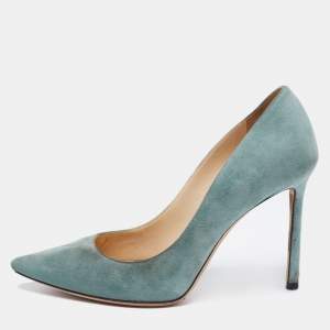 Pre Owned Jimmy Choo Green Suede Romy Pumps Size 37