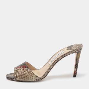 Pre Owned Jimmy Choo Multicolor Snakeskin Leather Stacey Slide Sandals Size 39