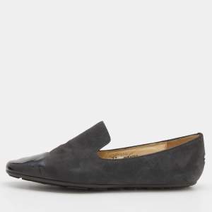 Pre Owned Jimmy Choo Black/Grey Suede and Patent Leather Ballet Flats Size 37