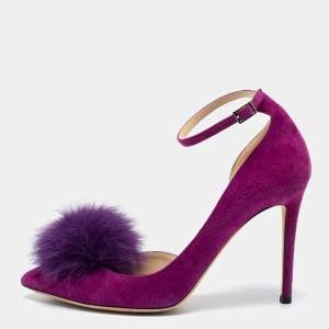 Pre Owned Jimmy Choo Purple Suede And Fur Rosa D'orsay Pumps Size 38
