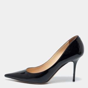 Pre Owned Jimmy Choo Black Patent Leather Agnes Pointed Toe Pumps Size 40.5