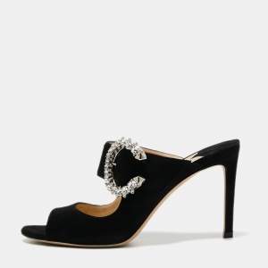 Jimmy Choo Black Suede Saf Slide Sandals Size 38