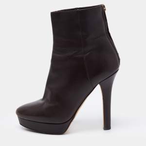 Pre Owned Jimmy Choo Dark Brown Leather Magic Platform Ankle Booties Size 38