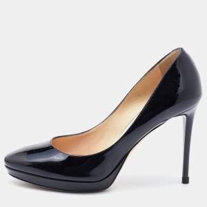Jimmy Choo Black Patent Leather Hope Round Toe Pumps Size 35.5