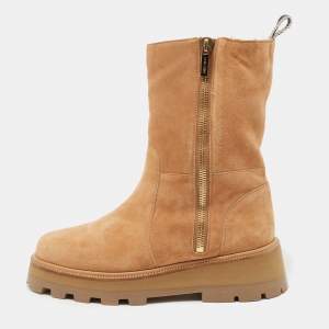 Pre Owned Jimmy Choo Tan Suede Bayu Boots Size 40