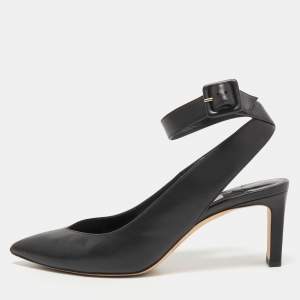 Pre Owned Jimmy Choo Black Leather Marc Fisher Carry Pumps Size 38.5