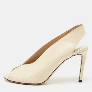 Pre Owned Jimmy Choo Cream Leather Shar Slingback Pumps Size 38