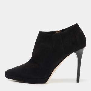 Pre Owned Jimmy Choo Black Suede Platform Ankle Booties Size 38
