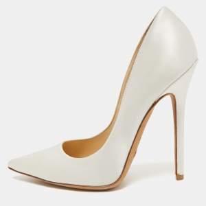 Pre Owned Jimmy Choo White Satin Romy Pumps Size 37