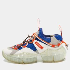 Pre Owned Jimmy Choo Multicolor Leather And Mesh Diamond Trail Sneakers Size 36.5 
