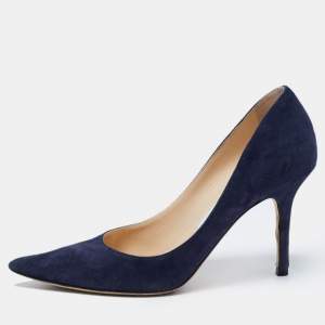 Pre Owned Jimmy Choo Navy Blue Suede Romy Pumps Size 36