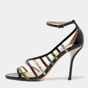 Jimmy Choo Multicolor Patent and Water Snakeskin Sandals Size 39.5