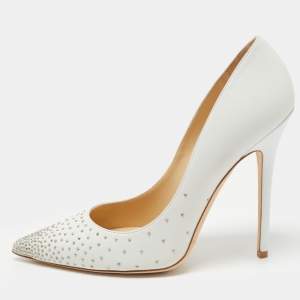Pre Owned Jimmy Choo White Leather Anouk Pumps Size 40