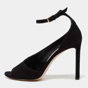 Jimmy Choo Black Suede Theresa Ankle Strap Sandals Size 37.5