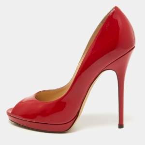 مملوكة مسبقًا Jimmy Choo Red Patent Leather Luna Pumps Size 38
