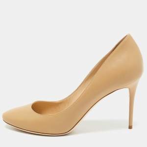 Pre Owned Jimmy Choo Beige Leather ESME 85 Pumps Size 39