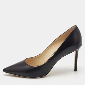 Pre Owned Jimmy Choo Black Leather Romy Pumps Size 39
